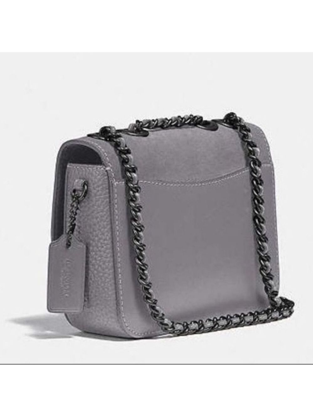 Coach Madison Shoulder Bag 16 Granite Gray Suede & Leather Gunmetal C0801 NWOT - Picture 6 of 13